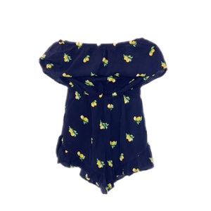 Navy Blue Lemon Romper